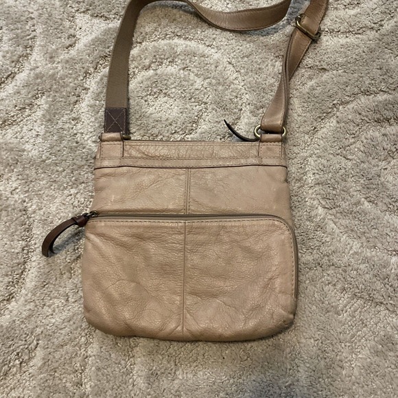 Fossil Morgan Large Zip Top Crossbody/Messenger Bag Saddle Tan Cow Hide Leather - Picture 5 of 14